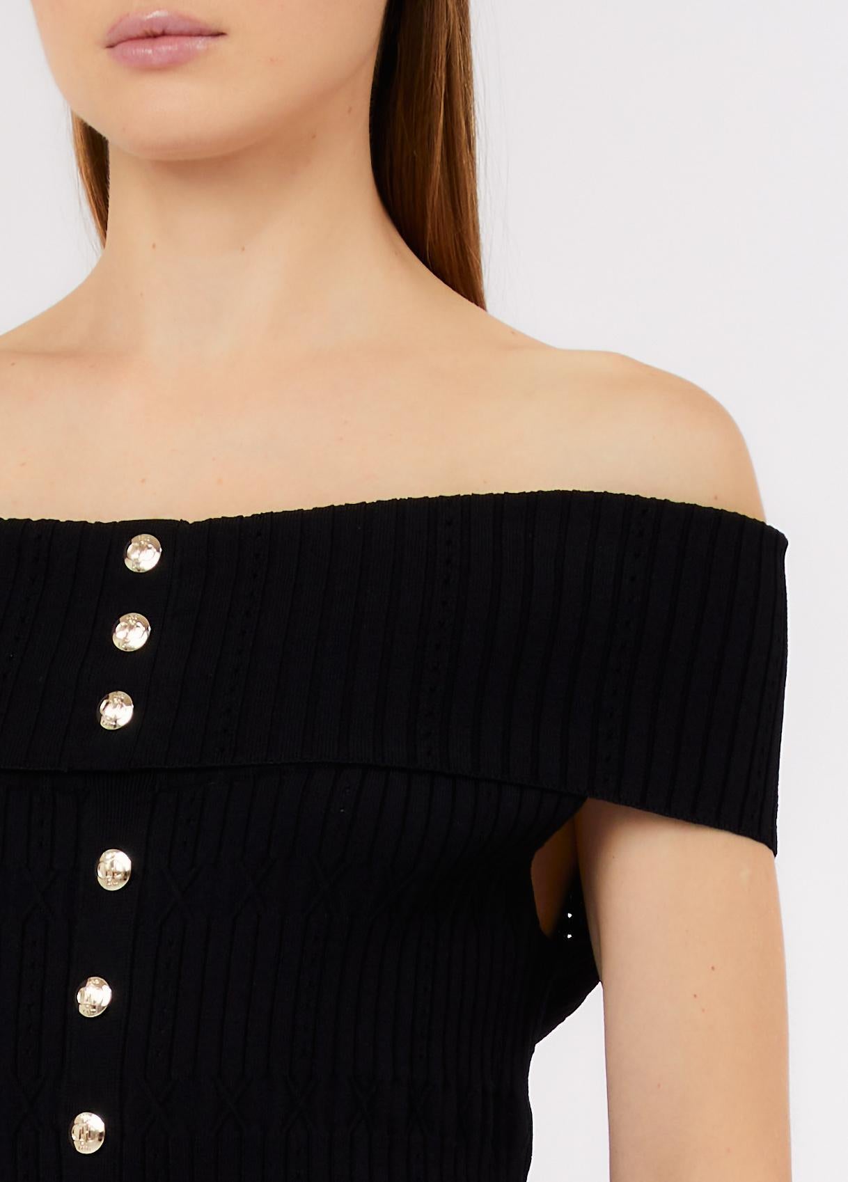 Top bardot in maglia CA6217MS55N 22222 LIU JO BLACK 