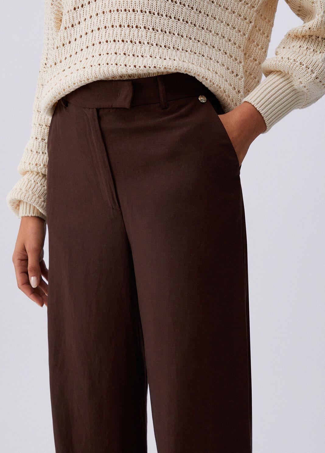 Pantaloni in misto lino WA6480T4818 91109 LIU JO WHITE1 