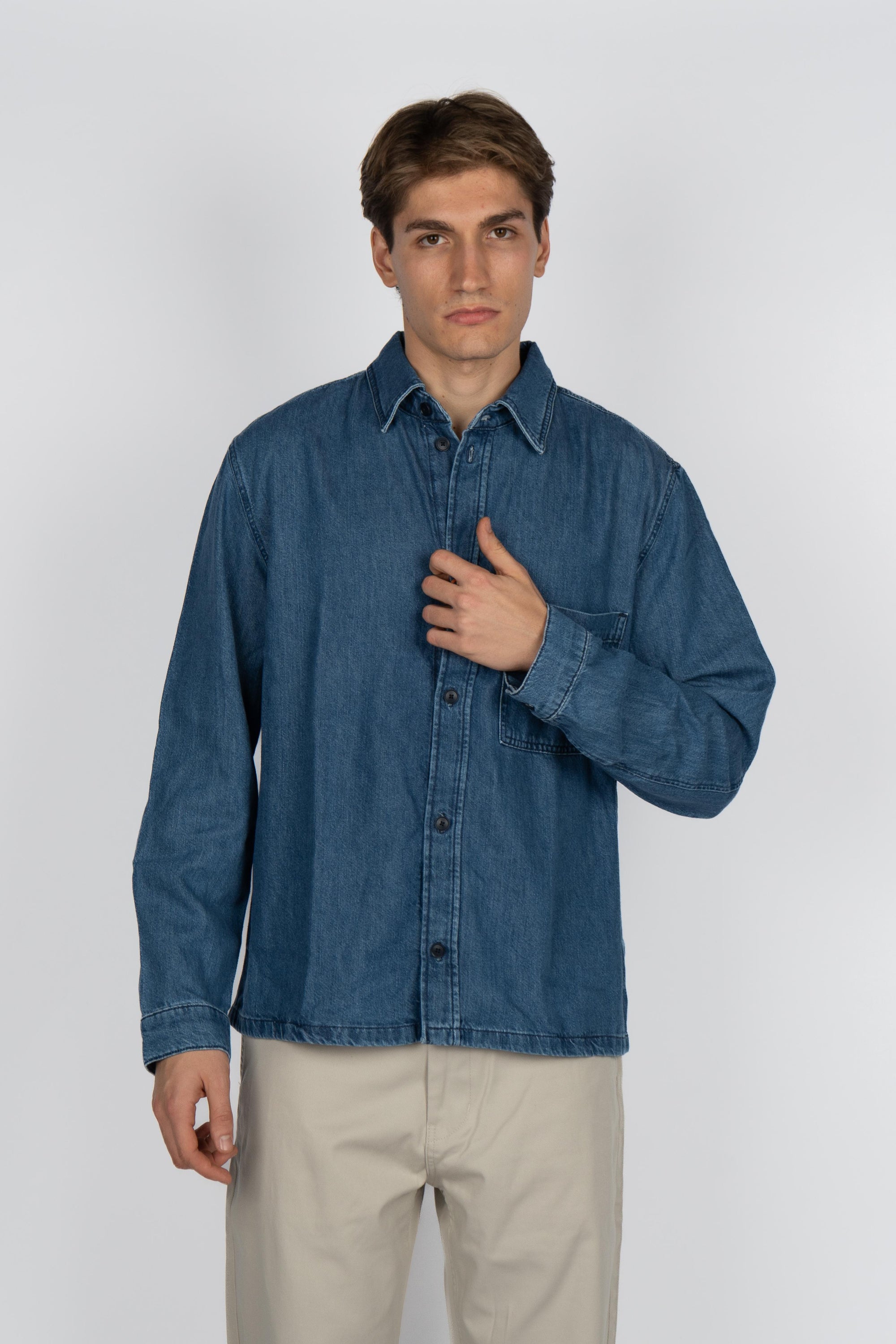 Camicia in denim con logo 50544660 404 BOSS 