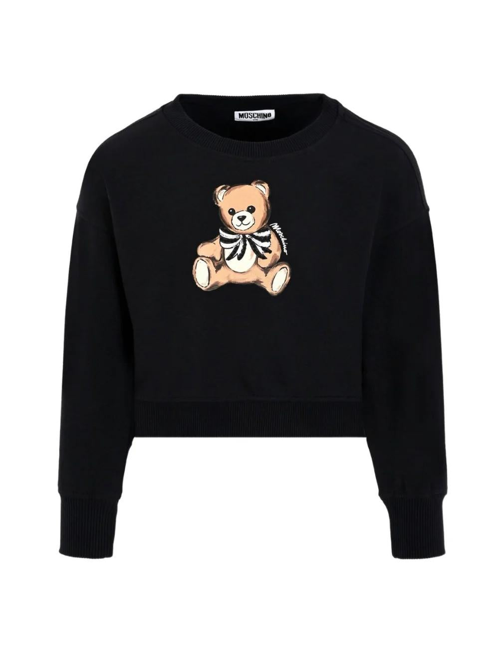 Felpa con fiocco in raso con paillettes HDF06GLDA16 60100A MOSCHINO KID 