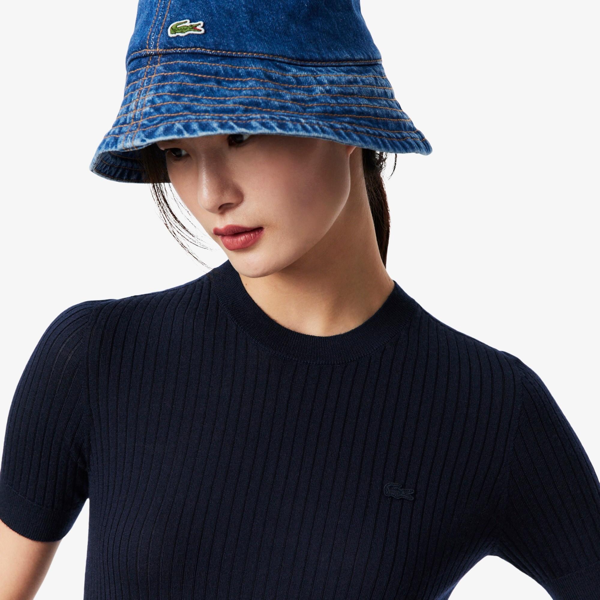 Maglione a maniche corte in lana merinos a coste AF4146 166 LACOSTE 