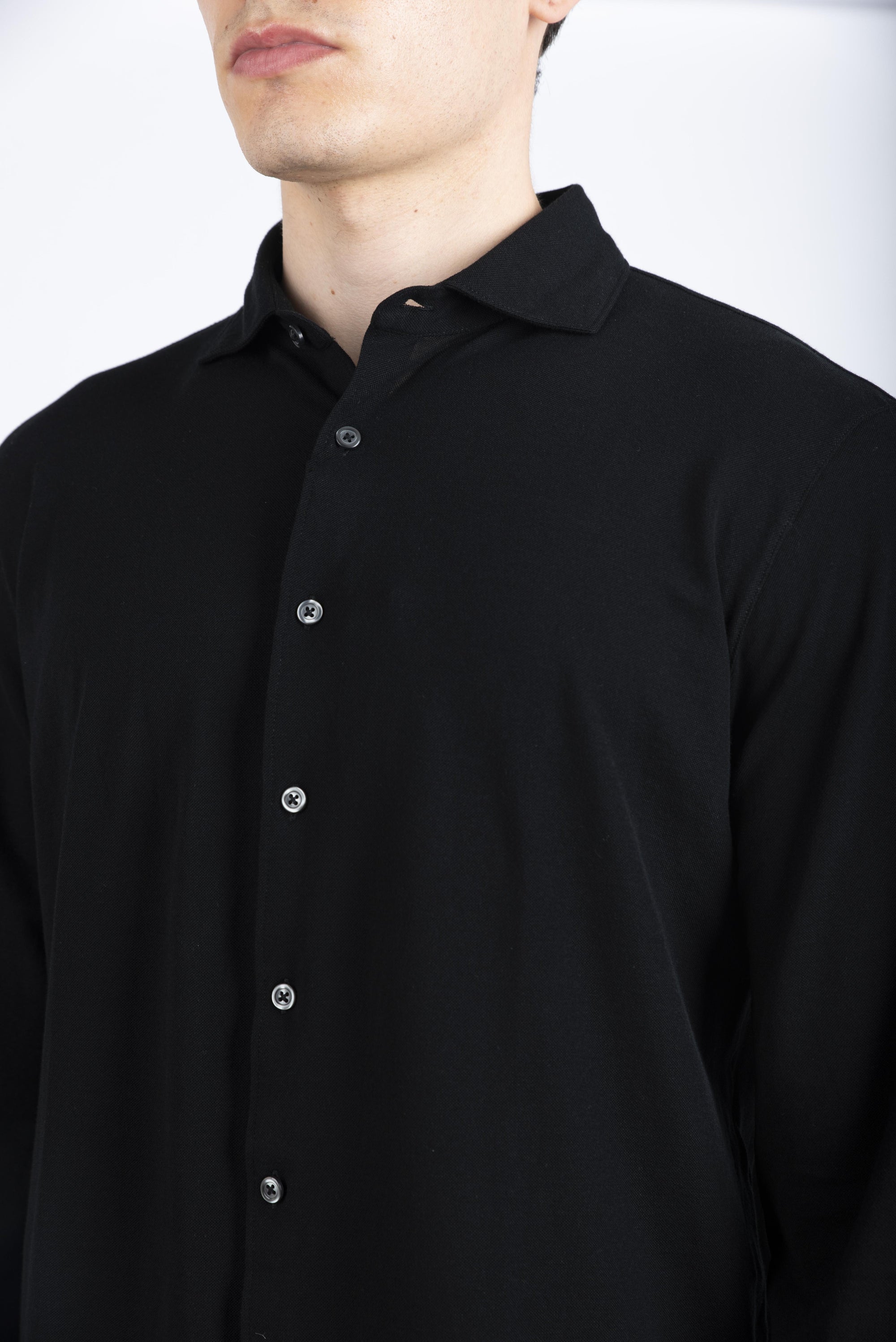 Camicia in piquet nero 60120/81402 099 GRAN SASSO 