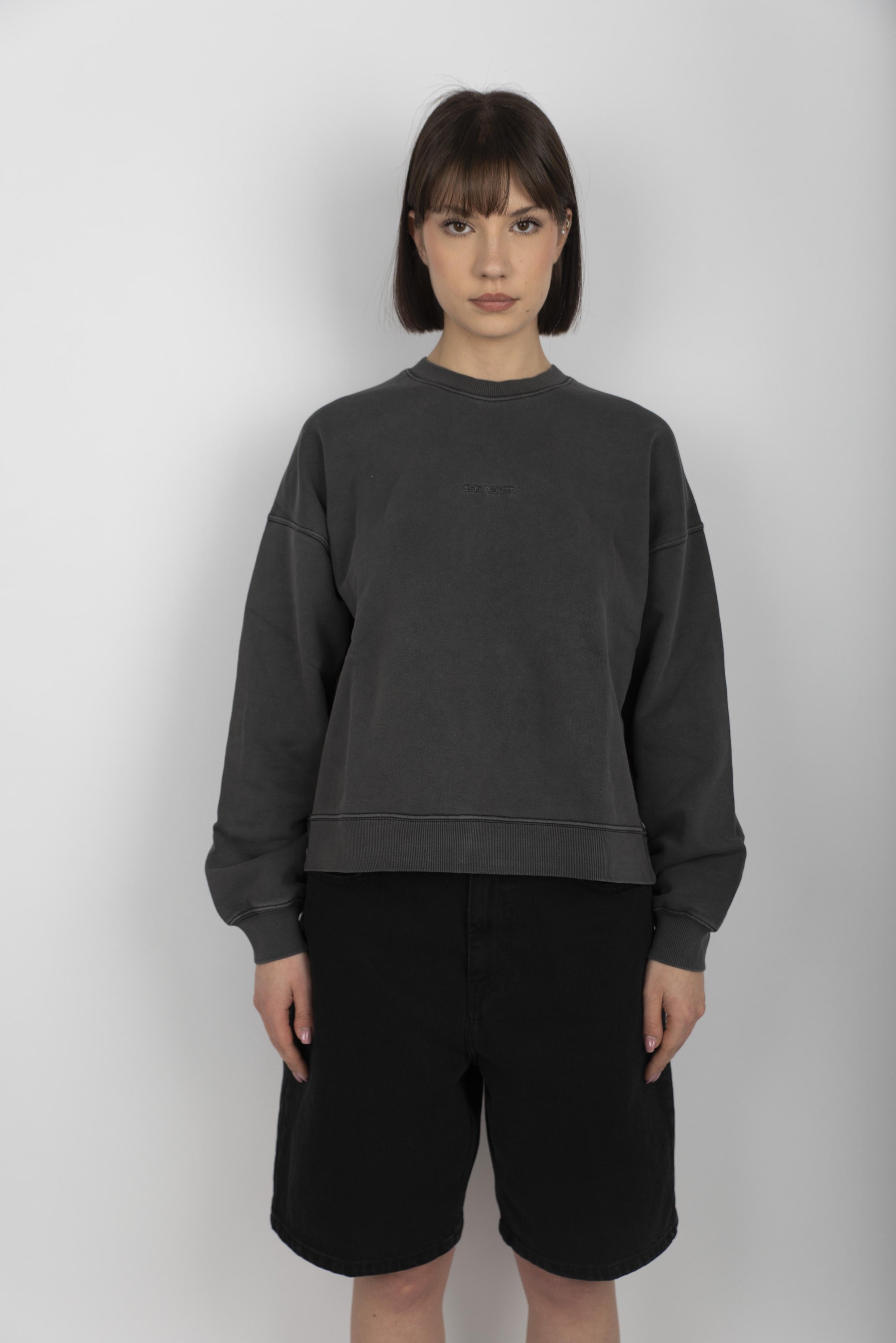 Felpa Women's Benton Sweatshirt black garment dyed  I034511 89GD CARHARTT WIP 