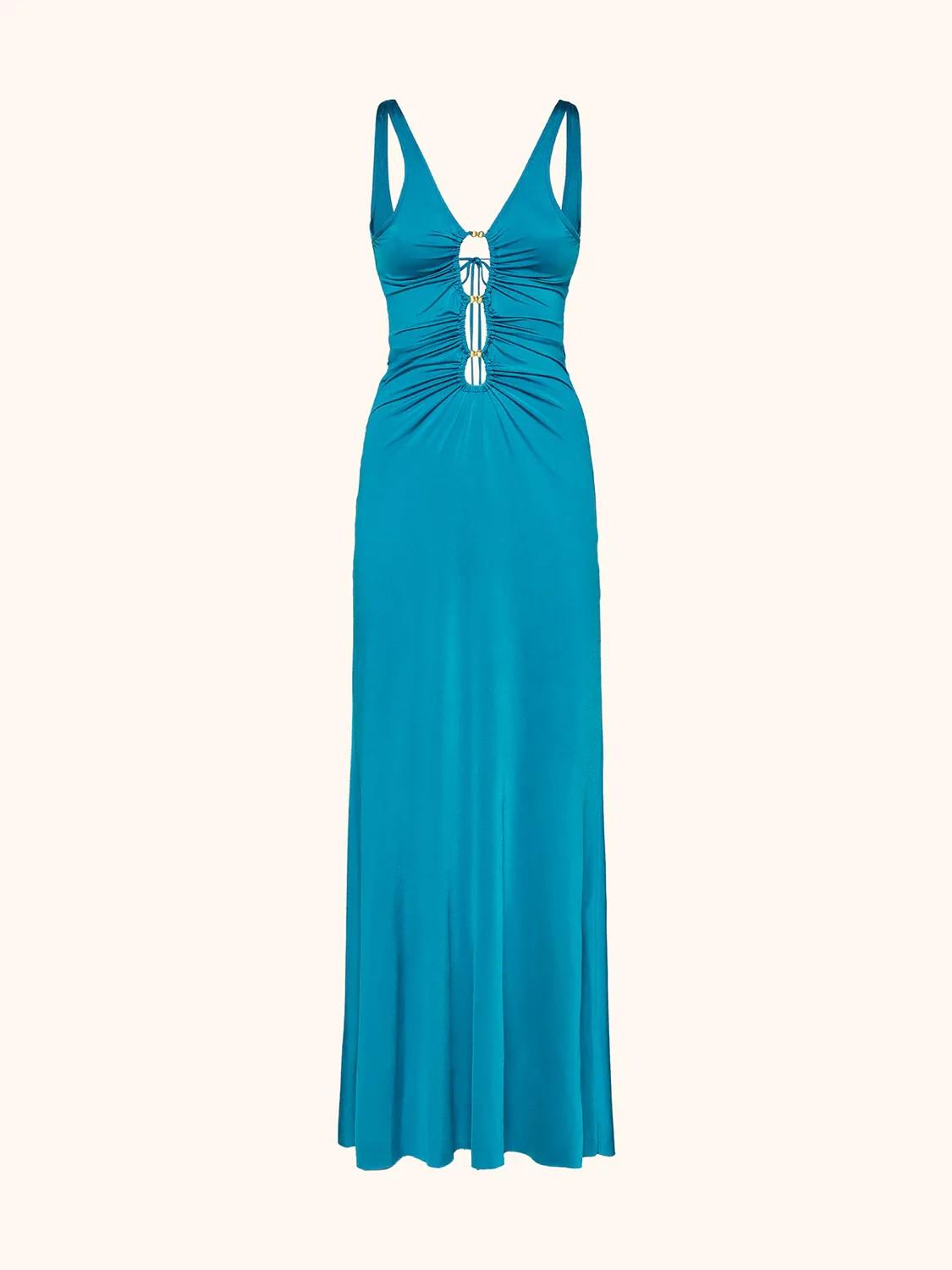 Vestito lungo petrolio MF26SW0126 PT ME FUI 