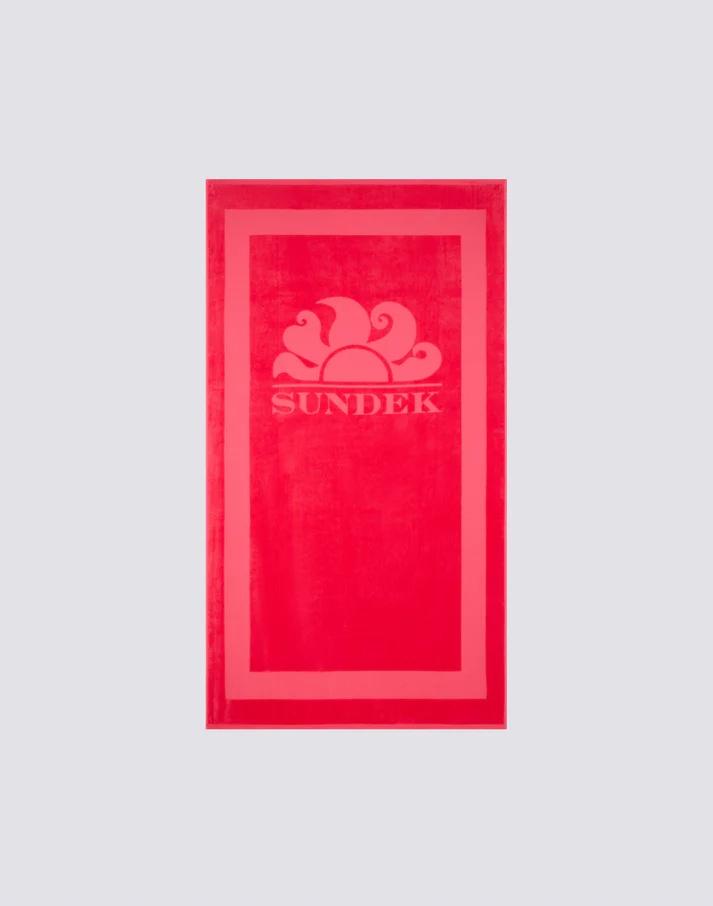 Telo in spugna jacquard con logo e cornice ù AM372ATC1000 A7000 SUNDEK 