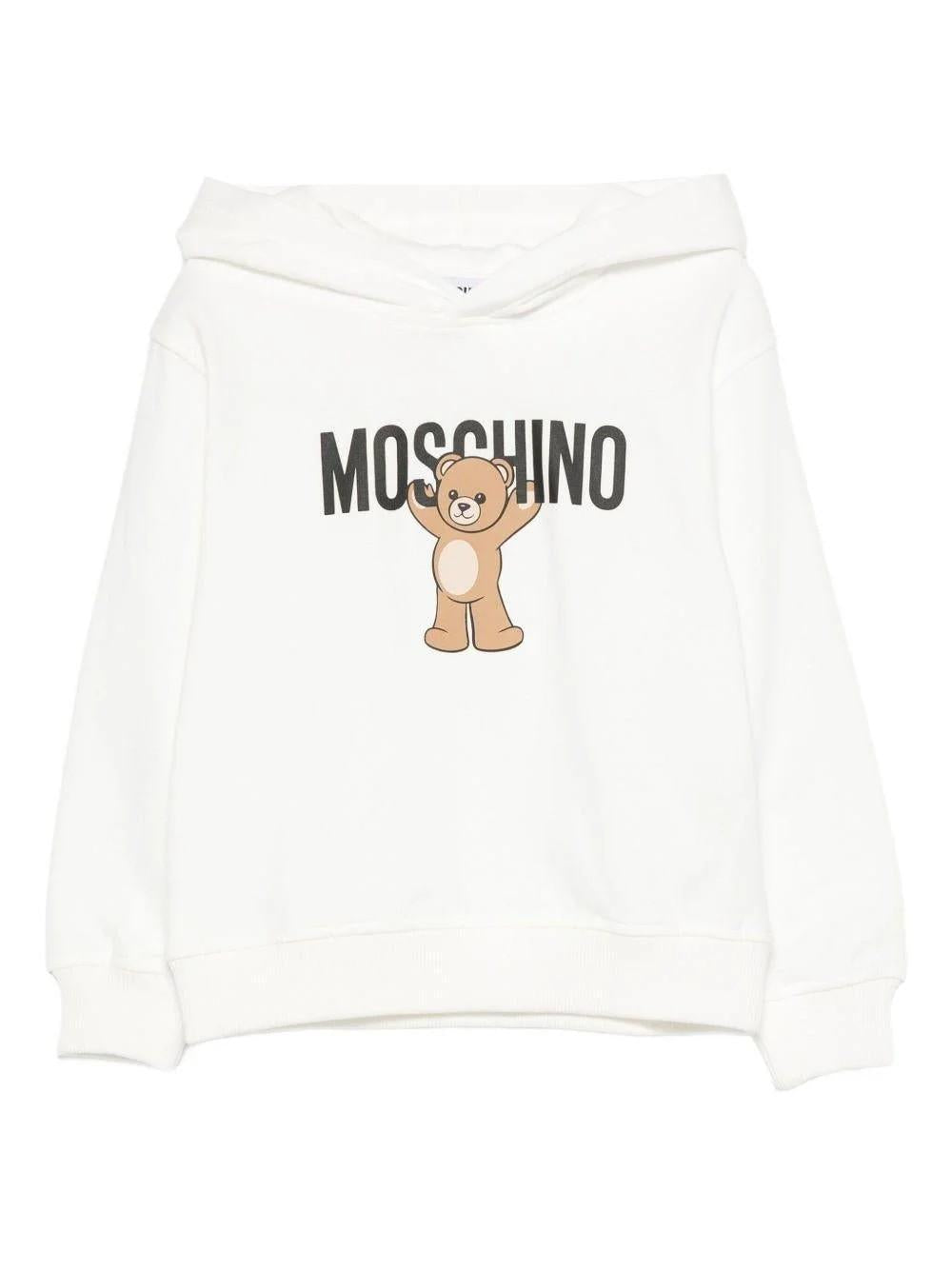Felpa con stampa Teddy e cappuccio HUF09FLCA40 10063A MOSCHINO KID 