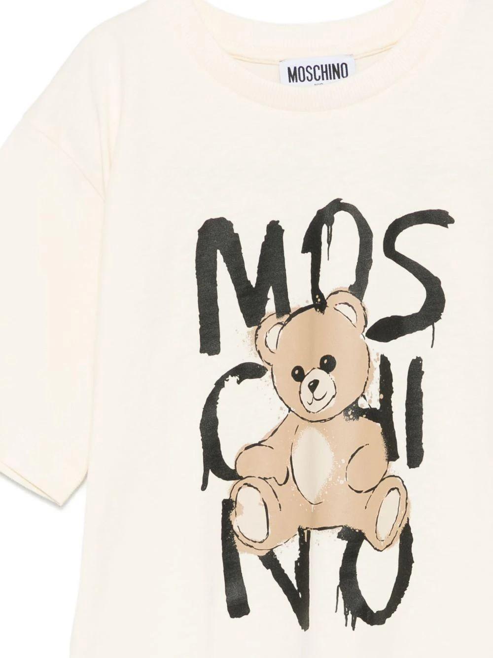 T-shirt con stampa e logo HNM05GLAA20 10123 MOSCHINO KID 