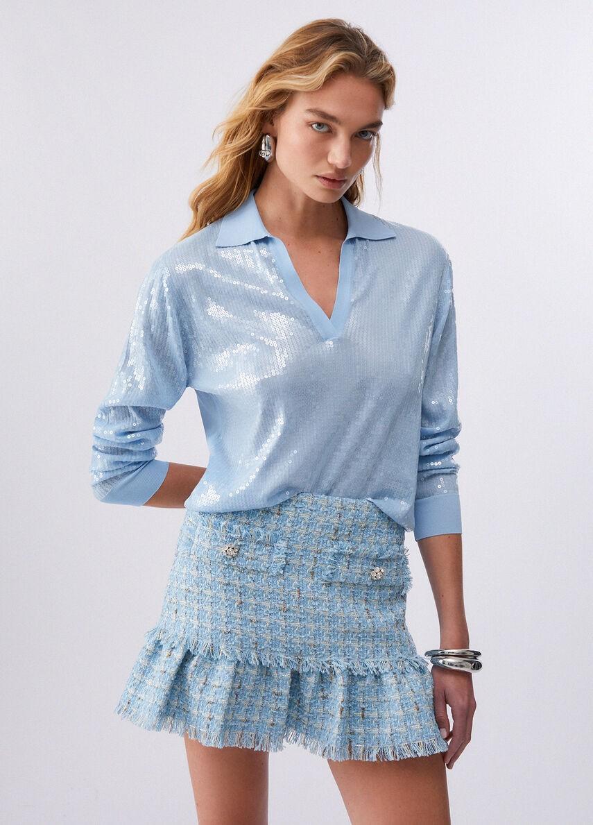 Maglia con paillettes WA6218MA68R P9377 LIU JO WHITE1 