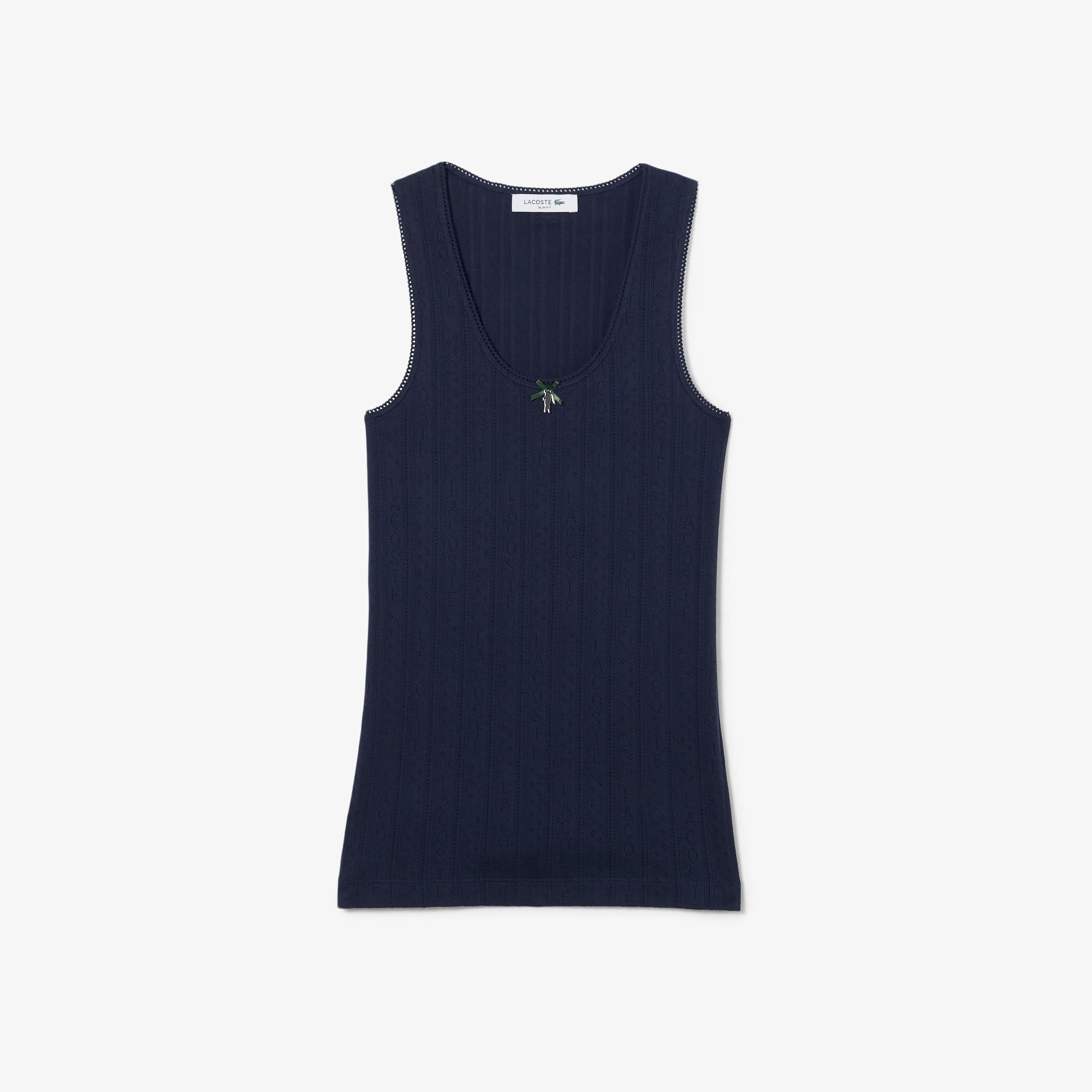 Canotta slim fit Pointelle in maglia di cotone TF5279 166 LACOSTE 