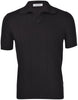 Black ribbed skipper polo shirt