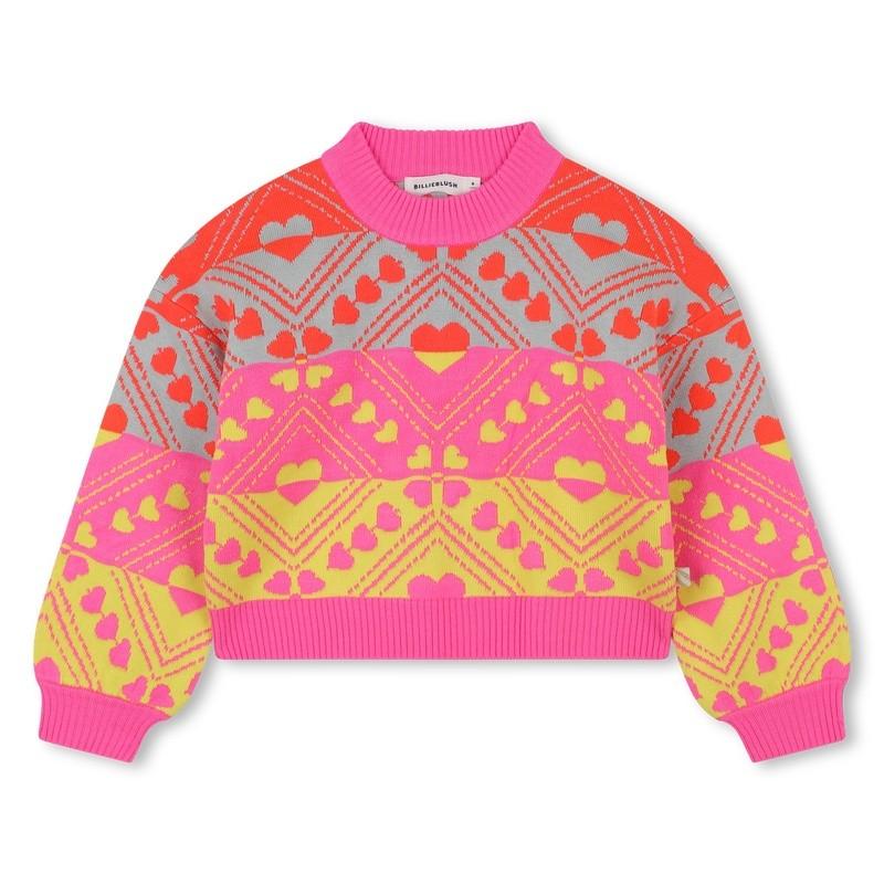 Maglione lavorato a maglia con motivi a cuore U21388 473A BILLIEBLUSH 