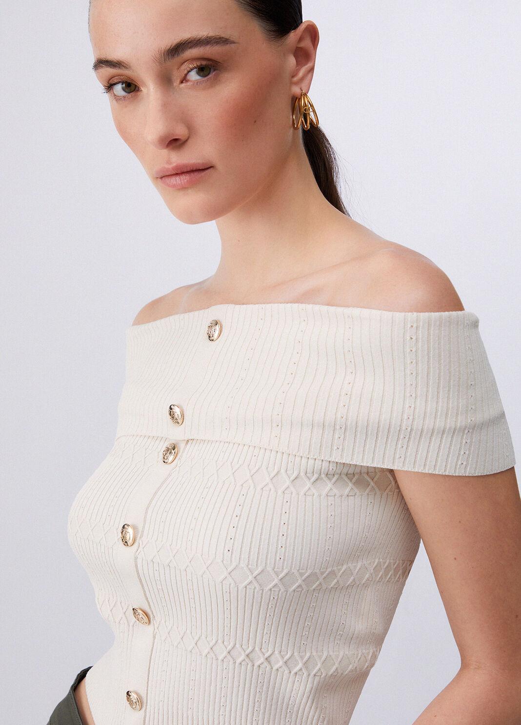 Top bardot in maglia CA6217MS55N P9574 LIU JO BLACK 