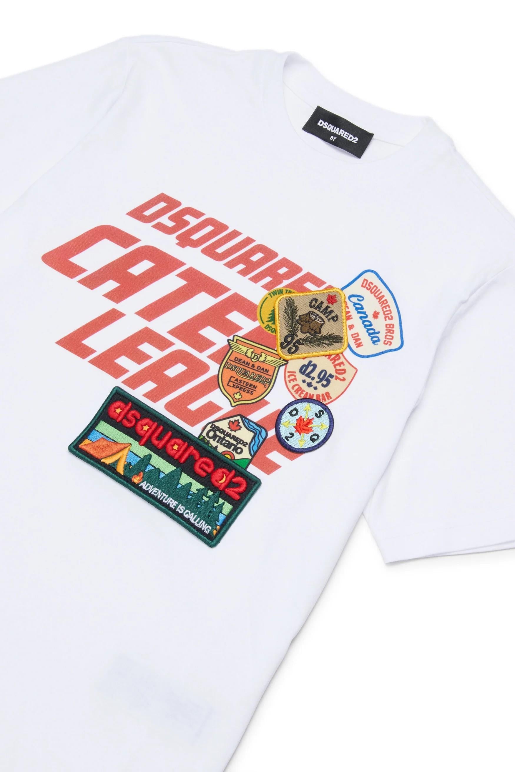 T-shirt con logo e applicazioni patch DQ3165D0ACD DQ100 DSQUARED2 