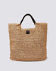 Maxi borsa in paper straw intrecciata nero