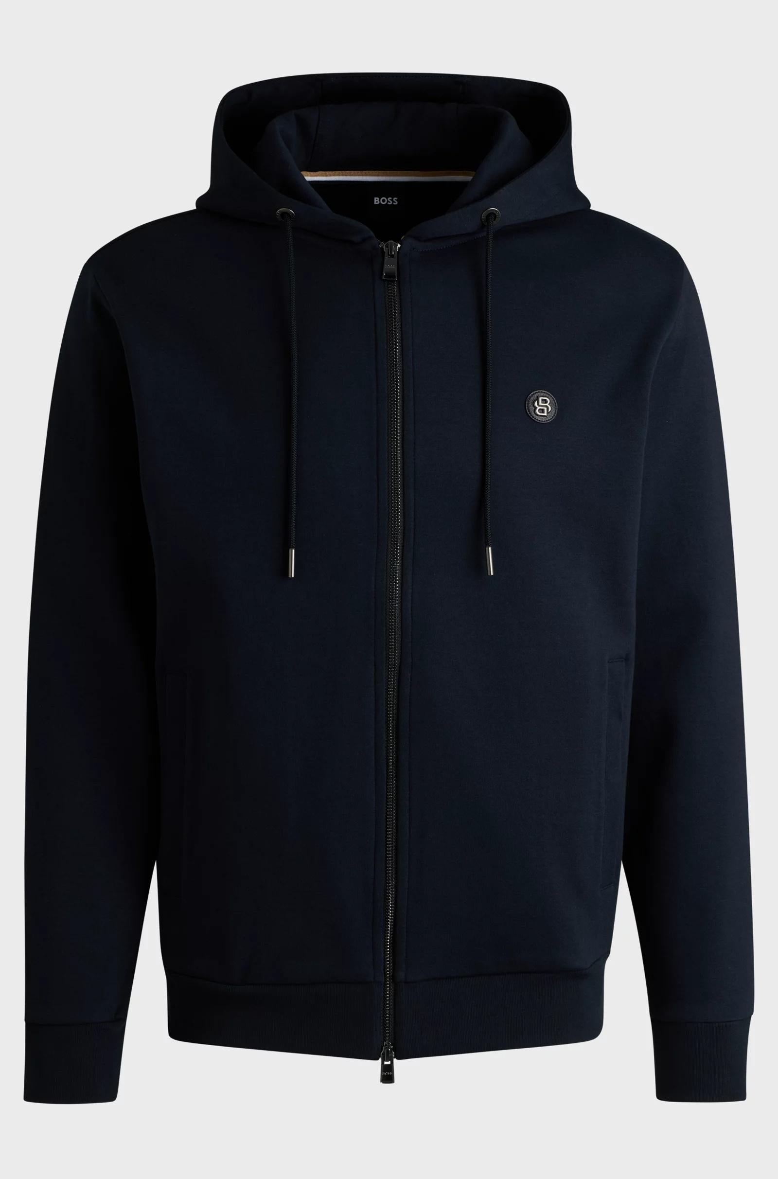 Felpa in misto cotone con cappuccio, zip e monogramma Double B 50520303 404 BOSS 