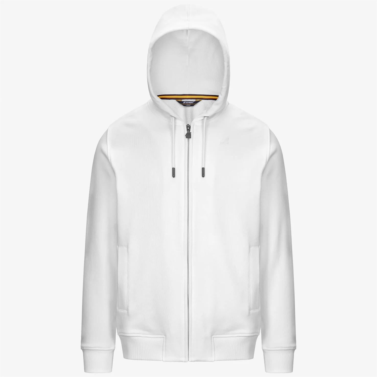 Giacca in pile casual da uomo bianco con cappuccio regolabile K31364W 001 K-WAY 