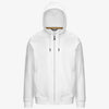 Giacca in pile casual da uomo bianco con cappuccio regolabile