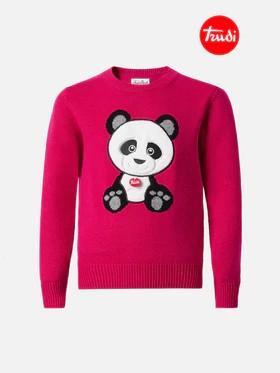 Girocollo Princess in misto cashmere con patch panda Trudi PRC0001 01984I MC2 SAINT BARTH 