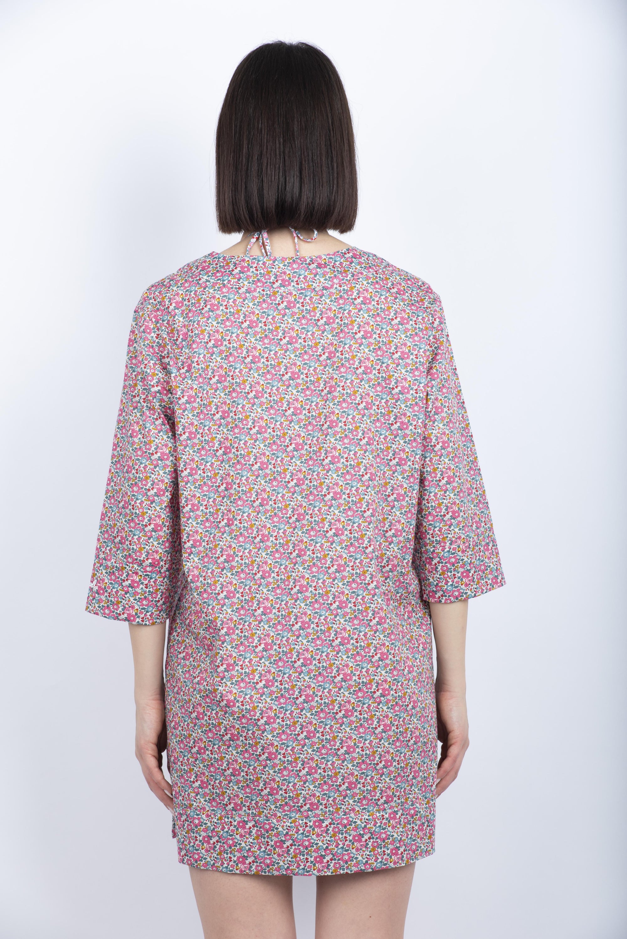 Abito tunica Macha in cotone con stampa floreale rosa MHA001 00371H MC2 SAINT BARTH 