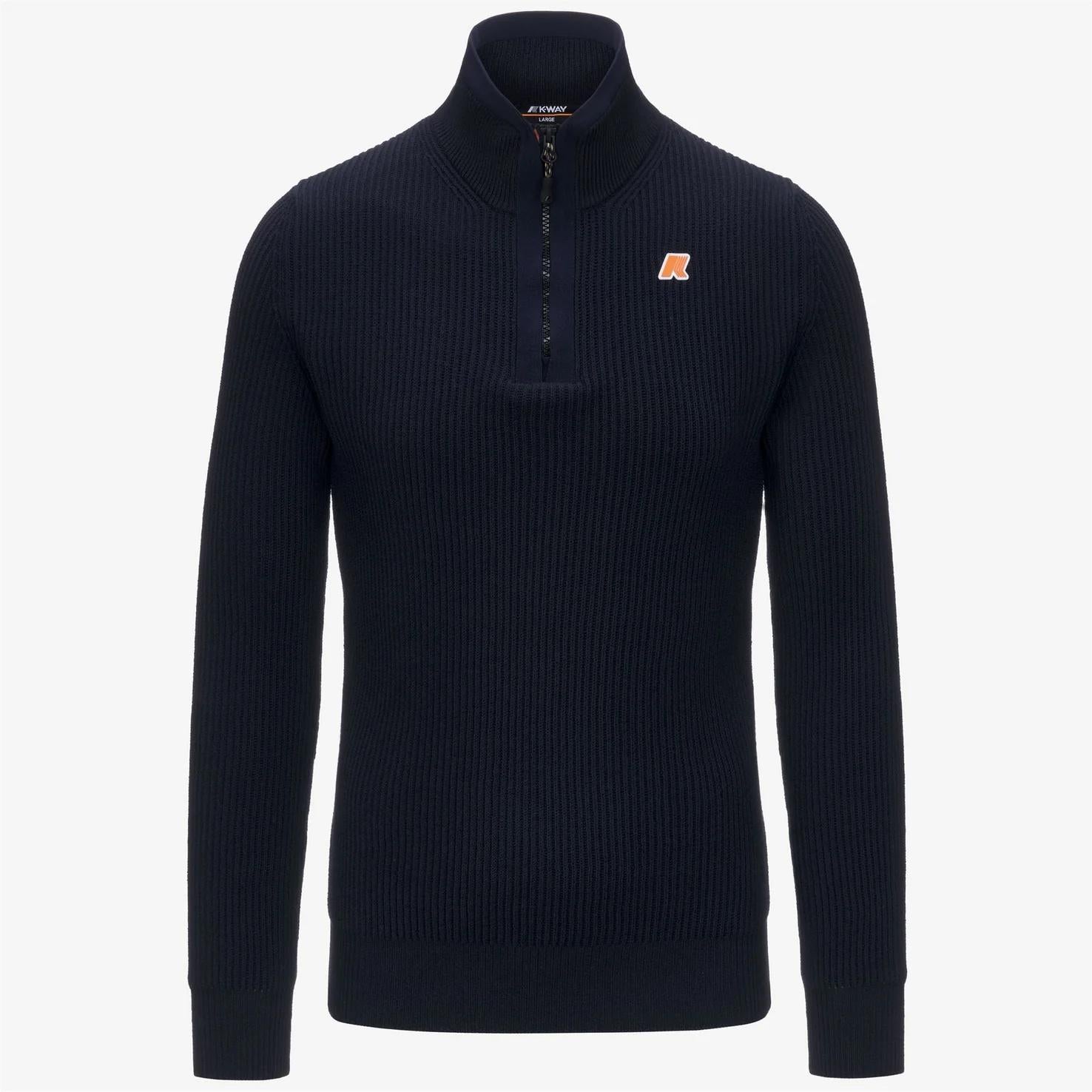 Pullover blu unisex in maglia da golf con mezza zip e dettagli a coste K7141LW K89 K-WAY 