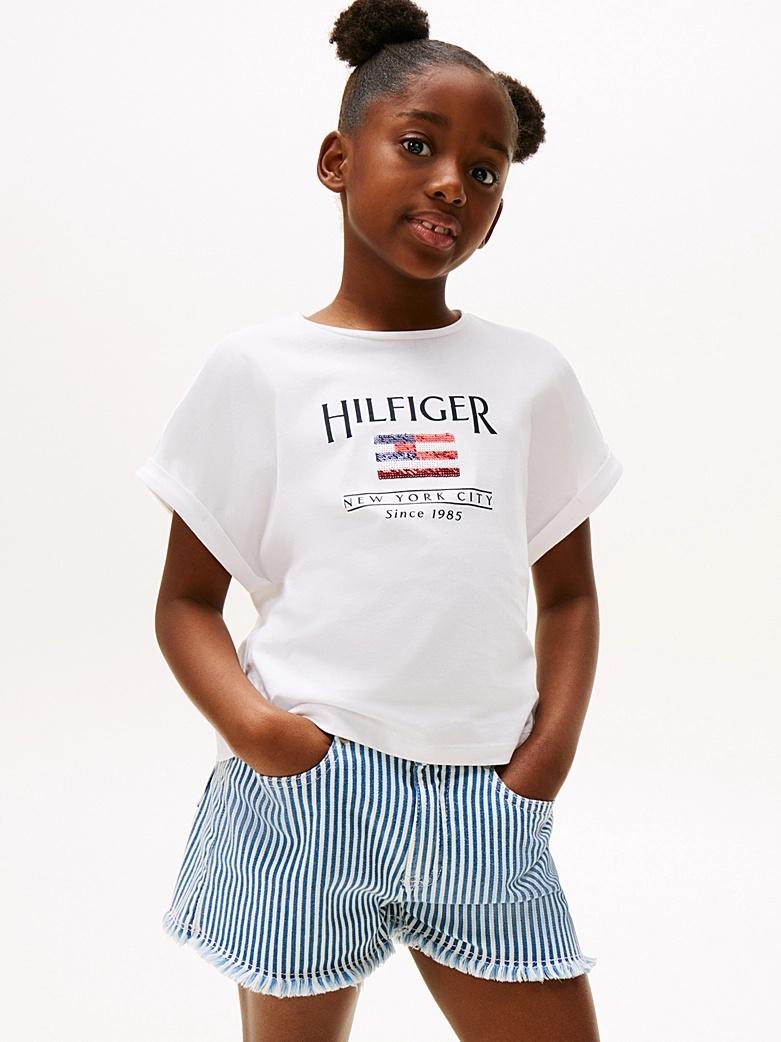 T-shirt relaxed fit con paillettes KG0KG08525J YBR TOMMY HILFIGER 