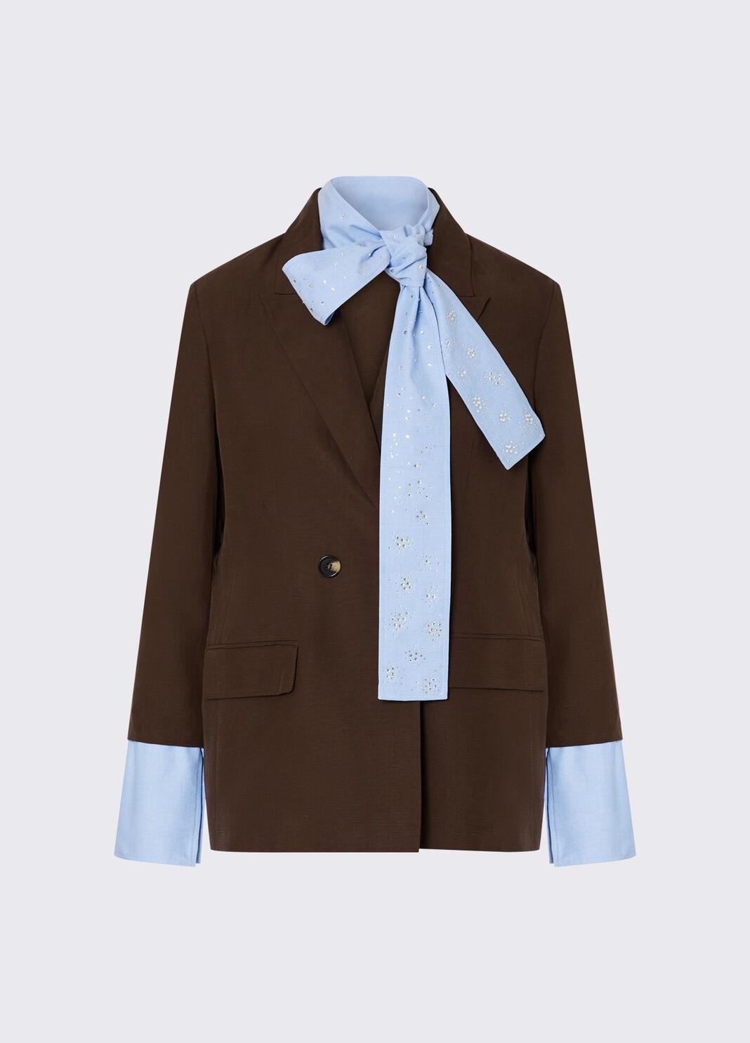 Blazer con sciarpa gioiello WA6436T4818 91109 LIU JO WHITE1 