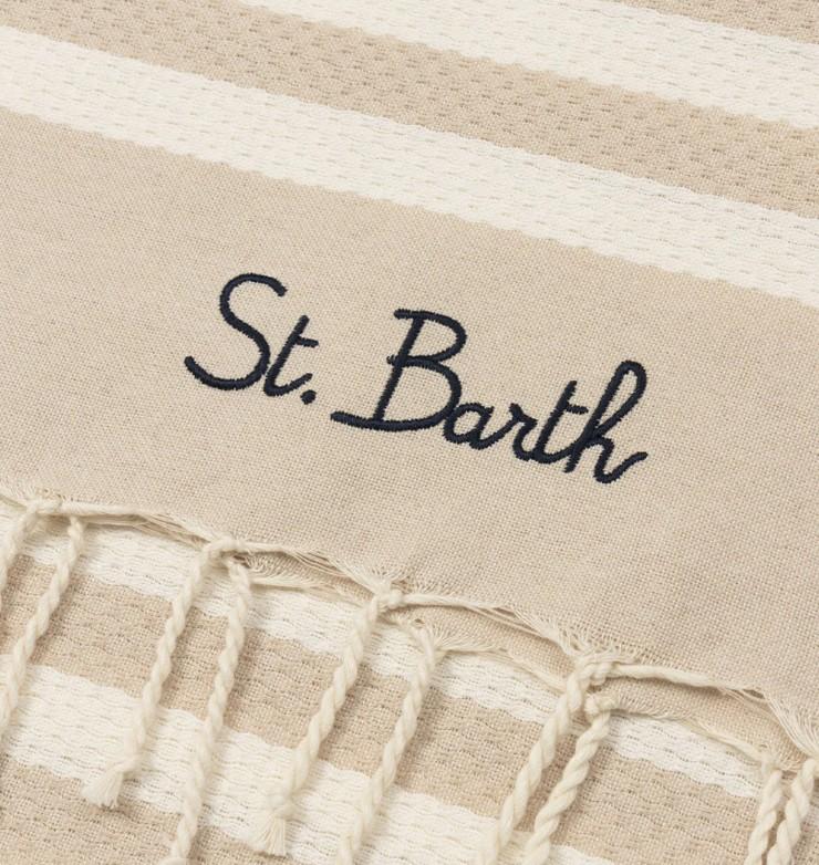 Telo mare Foutas a righe beige e bianche FOUT012 02753L MC2 SAINT BARTH 