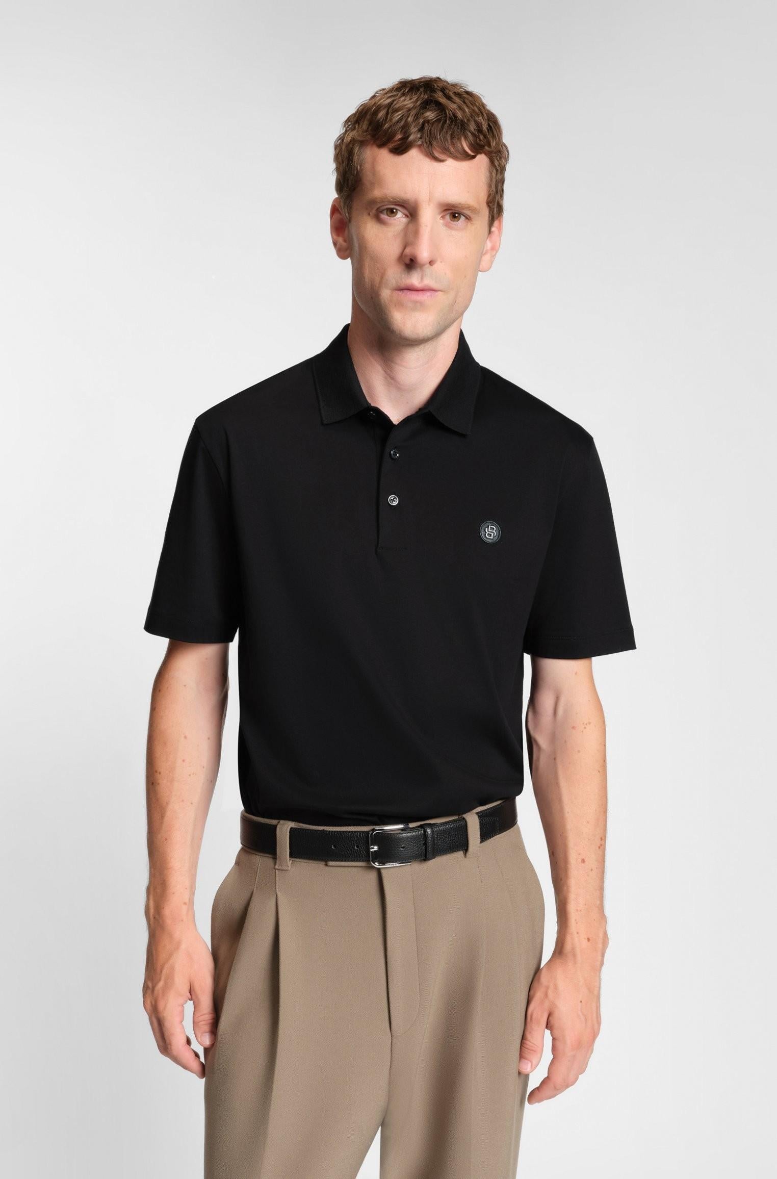 Polo in cotone mercerizzato con doppio monogramma 50520297 001 BOSS 