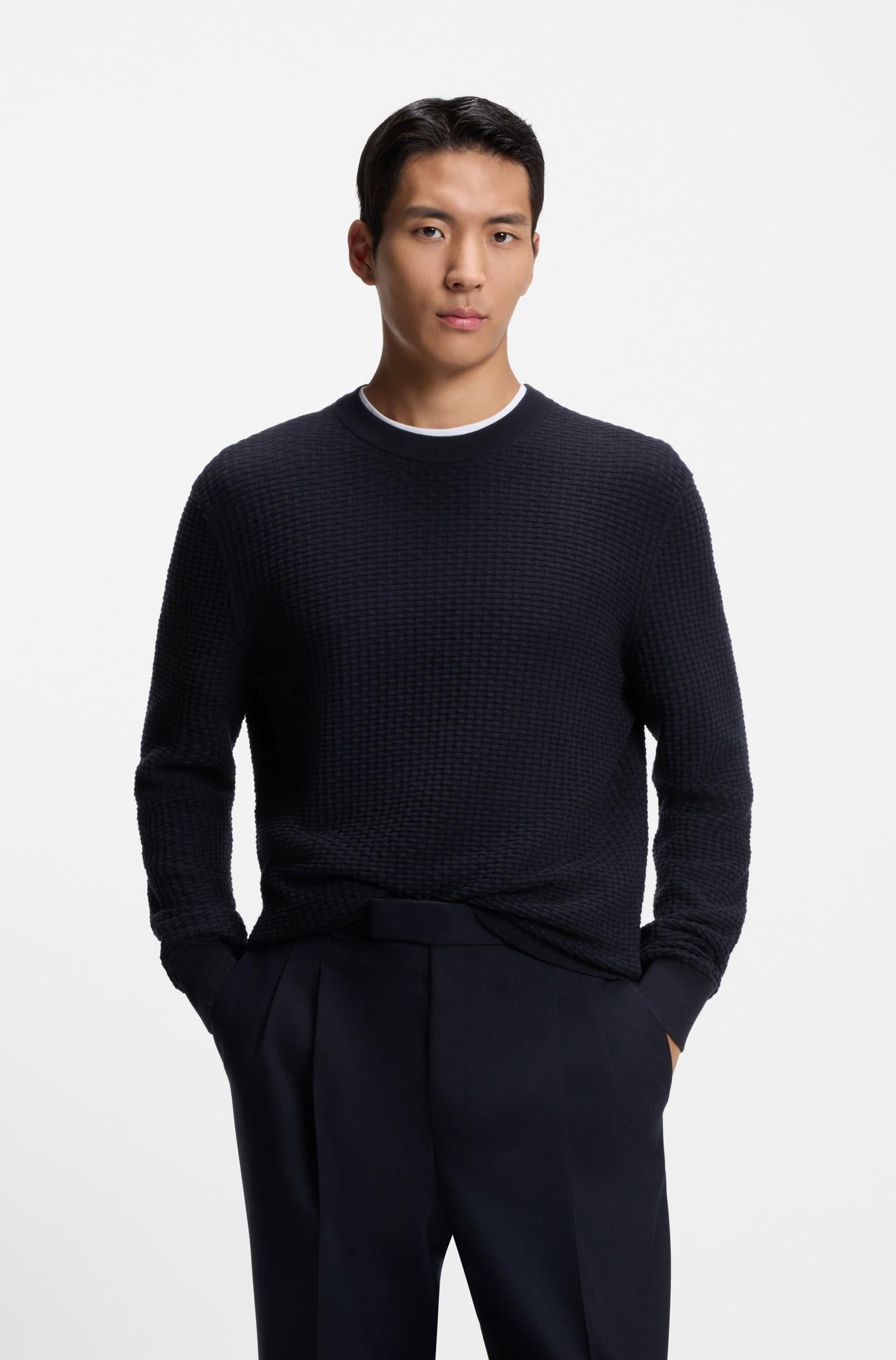 Maglione in cotone con lavorazione pregiata 50545283 404 BOSS 