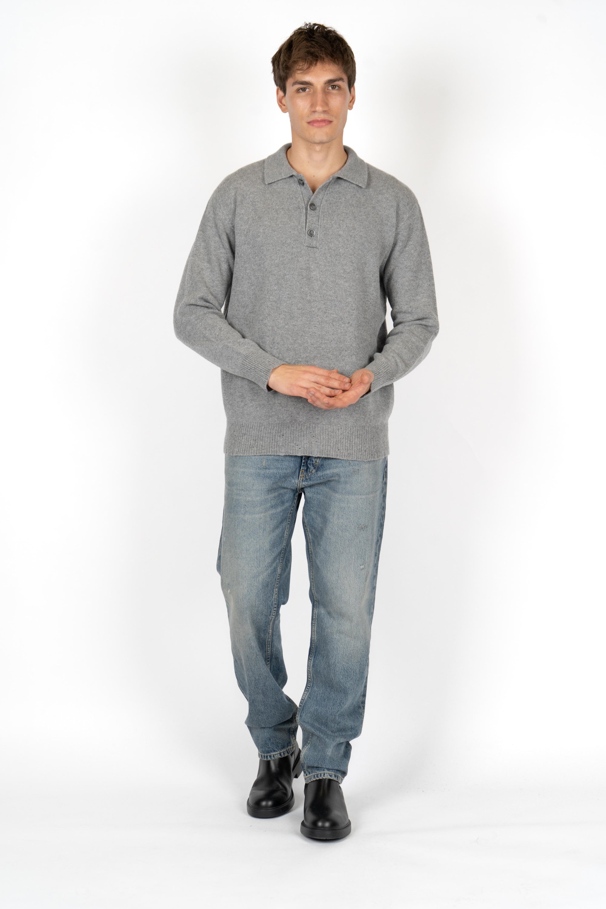 Maglione con colletto e bottoni B9F0032 FU93M AMARANTO 