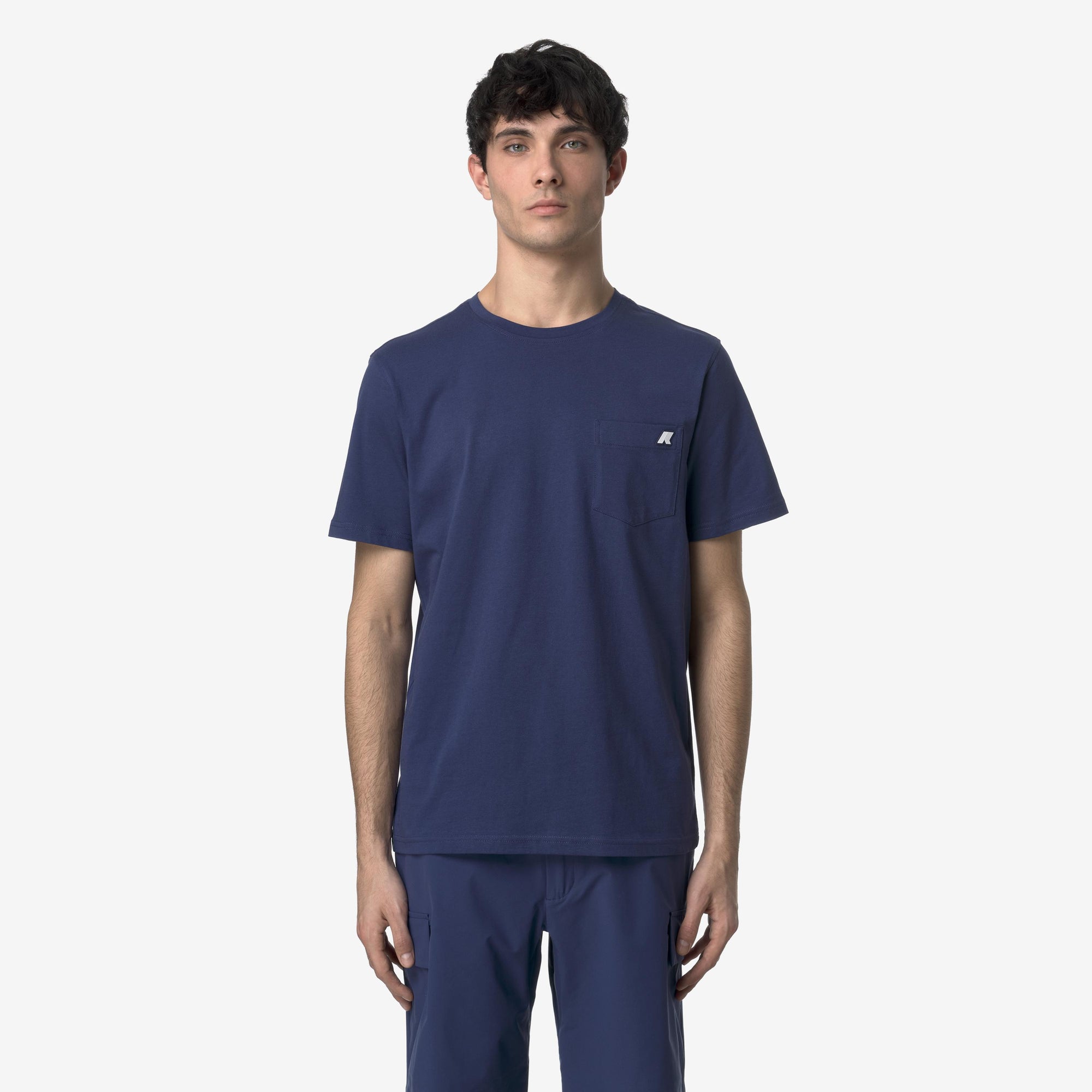 T-Shirt in Cotone Slim Fit Uomo blu cobalto con Taschino K31368W 867 K-WAY 