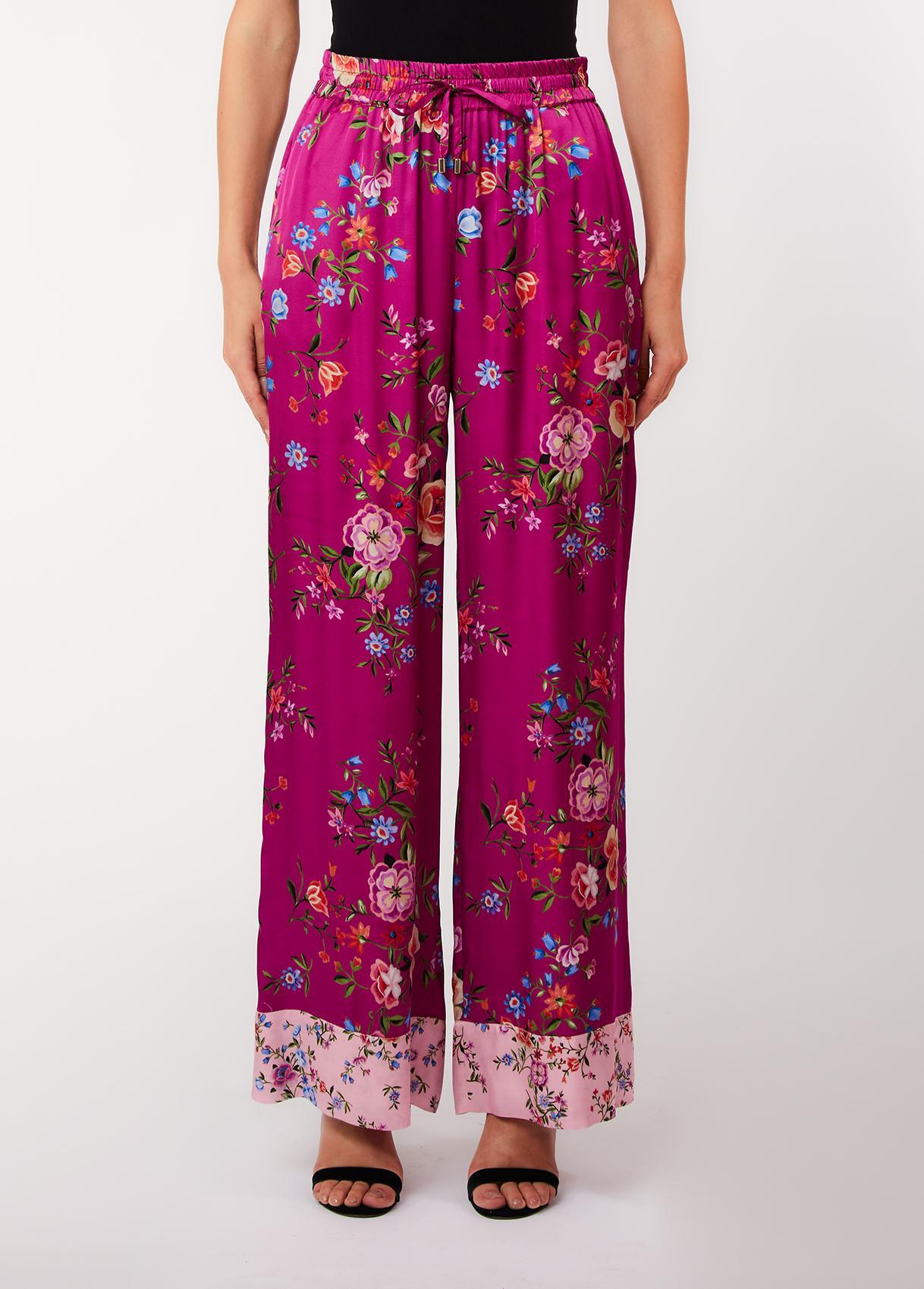 Pantaloni in raso stampato CA6206TS562 P9667 LIU JO BLACK 