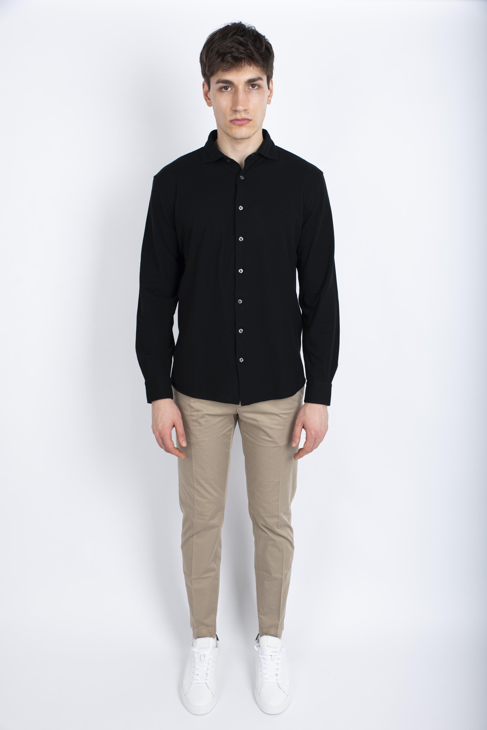 Camicia in piquet nero 60120/81402 099 GRAN SASSO 