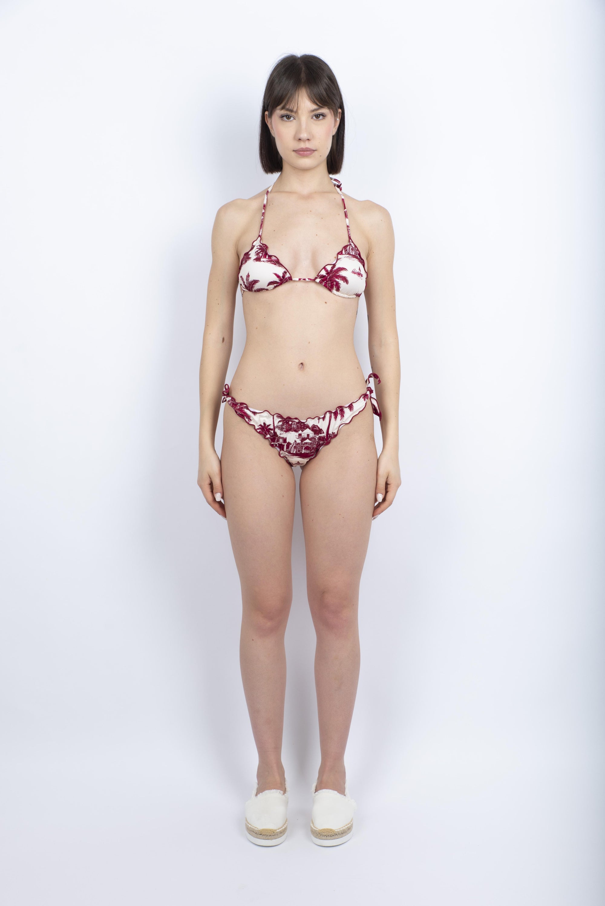 Sarius bikini triangolo classico con stampa rosso SARI001 02735H MC2 SAINT BARTH 
