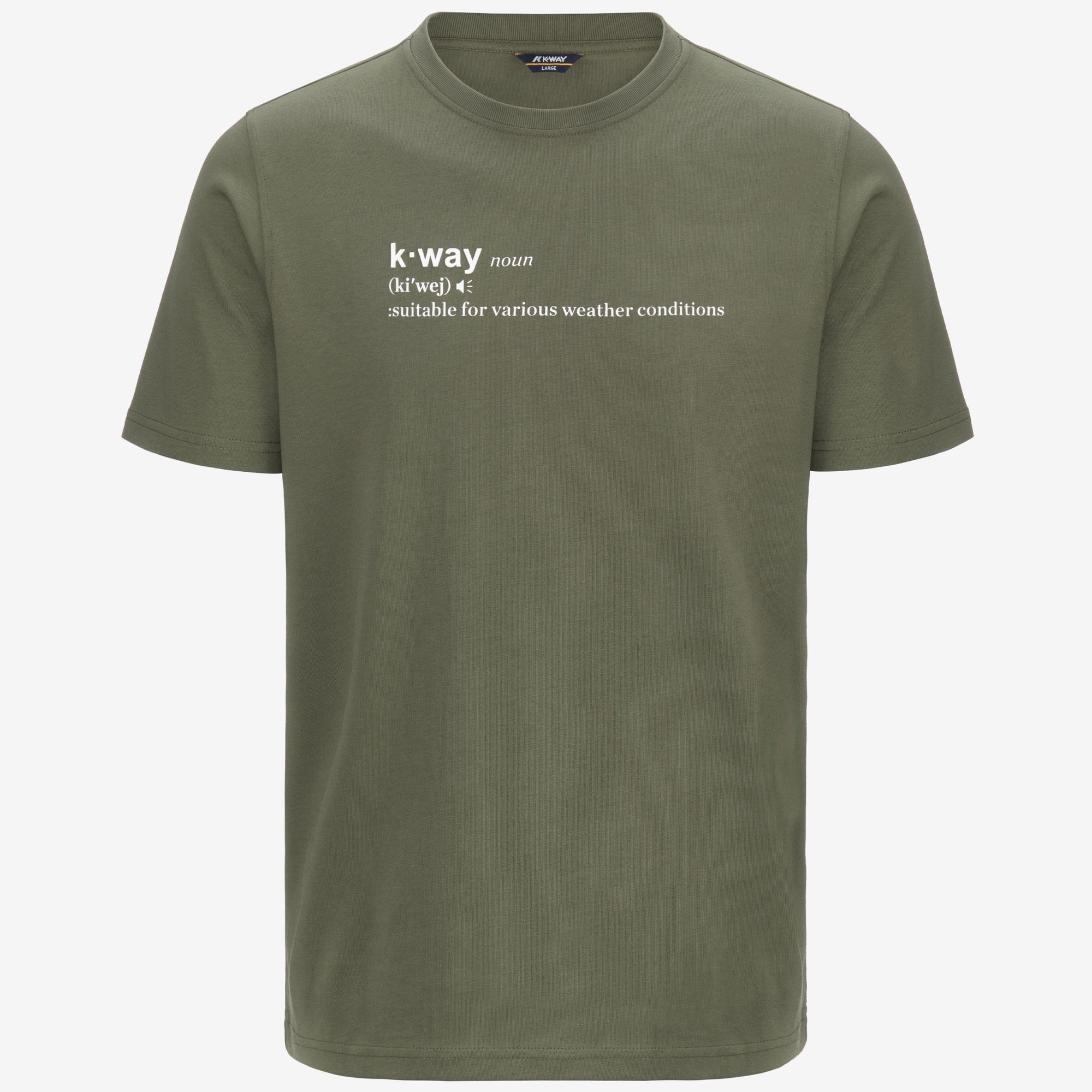 T-shirt casual da uomo verde  in cotone con stampa K3136DW V15 K-WAY 