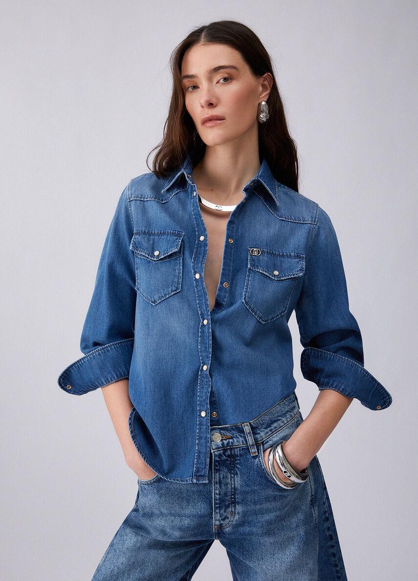 Camicia in denim UA6339D4851 79053 LIU JO BLUE DENIM 