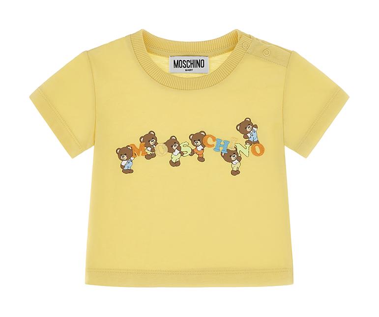 T-shirt con stampa Teddy Bear e  logo ricamato MUM047LAA02 51082 MOSCHINO BABY 