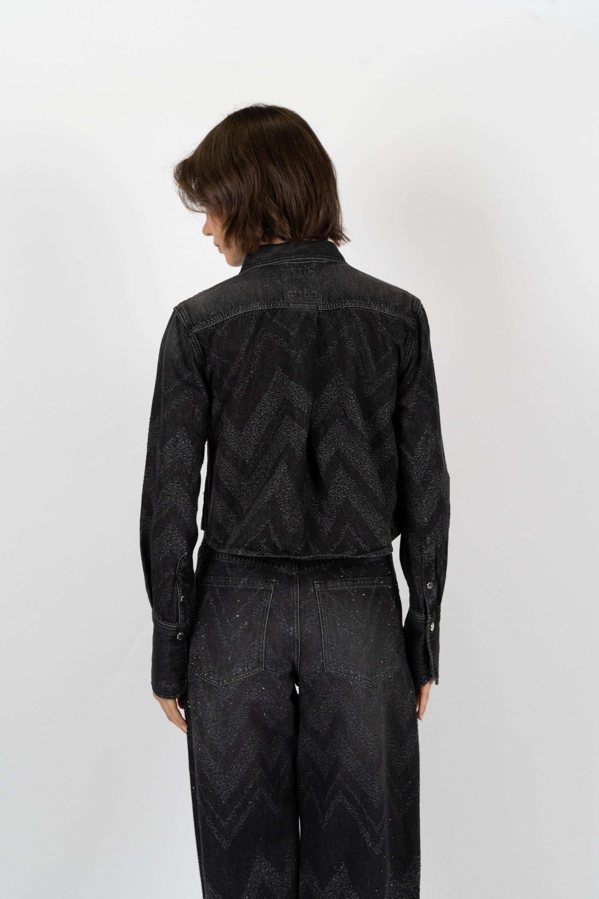 Giacca corta regular fit in denim con cristalli 50548445 002 BOSS 