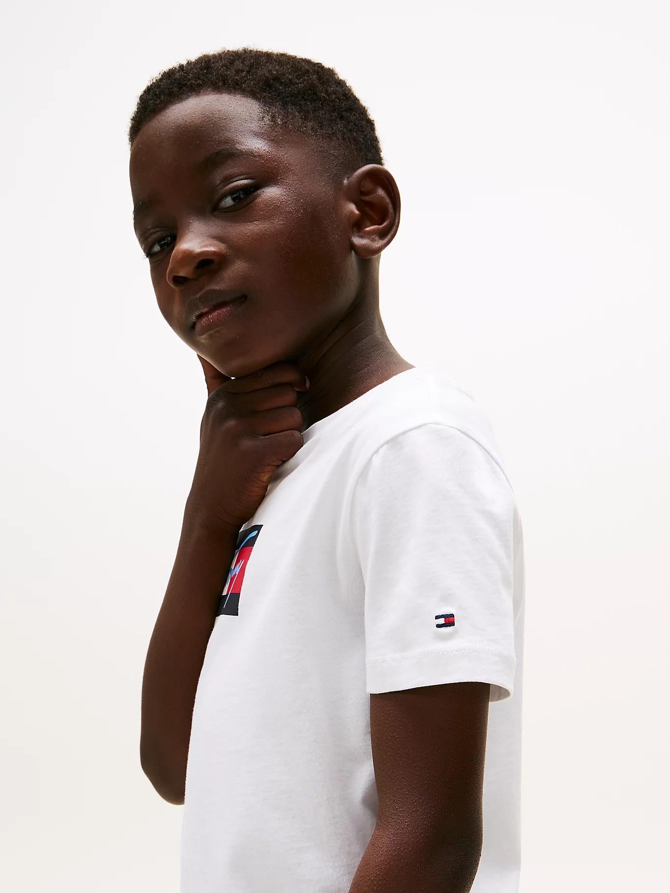 T-shirt con logo firma KB0KB09725T YBR TOMMY HILFIGER 
