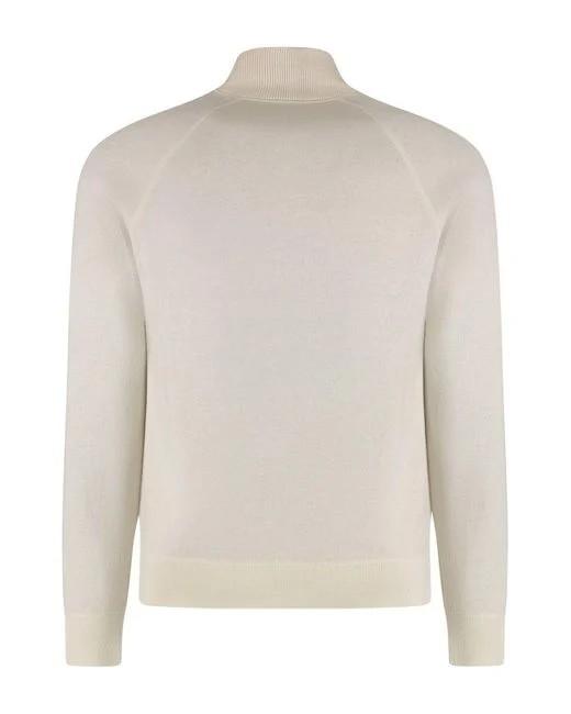 Cardigan in cotone e lana vergine con zip 50543150 131 BOSS 