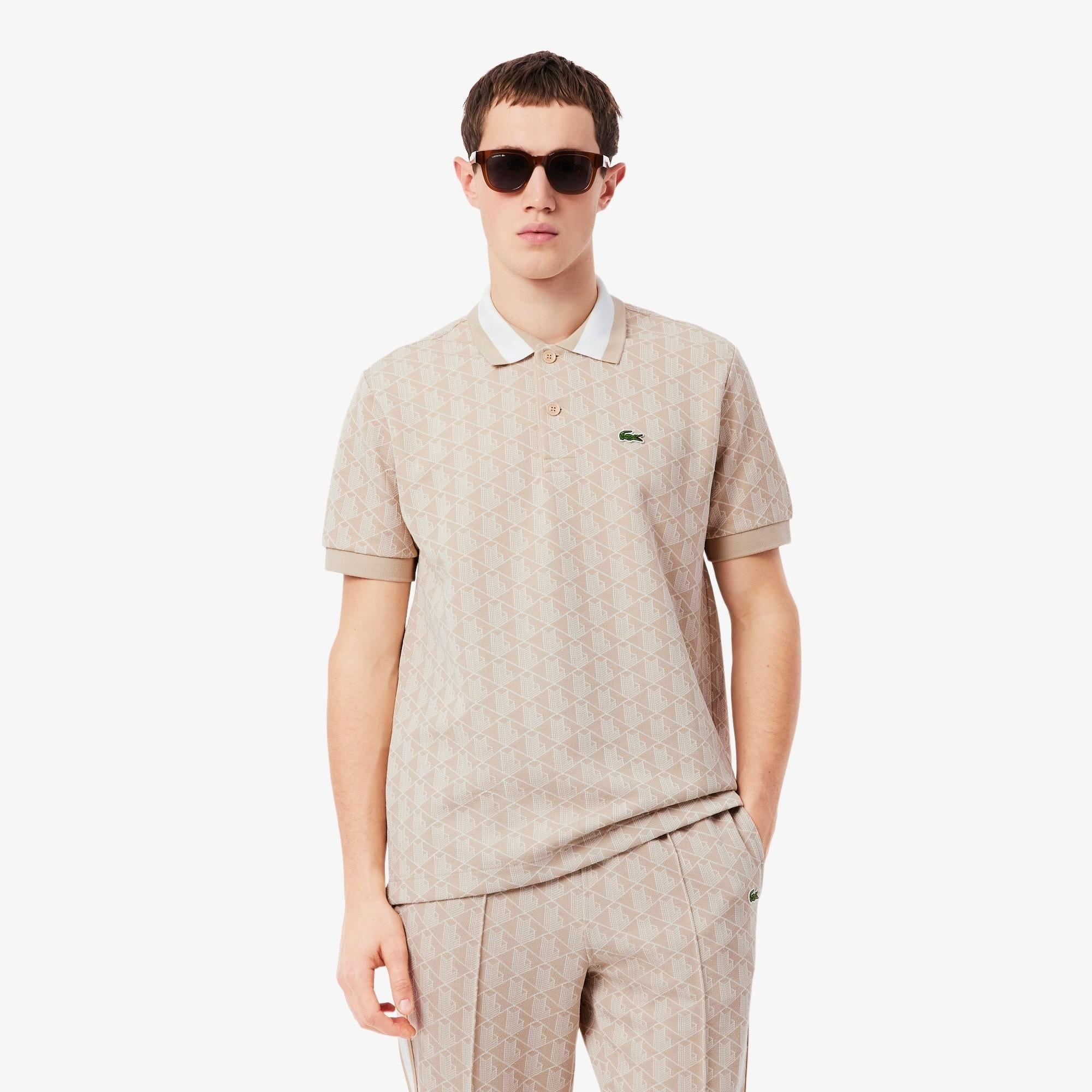 Polo dal taglio classico in jacquard con monogramma DH1417 8GI LACOSTE 