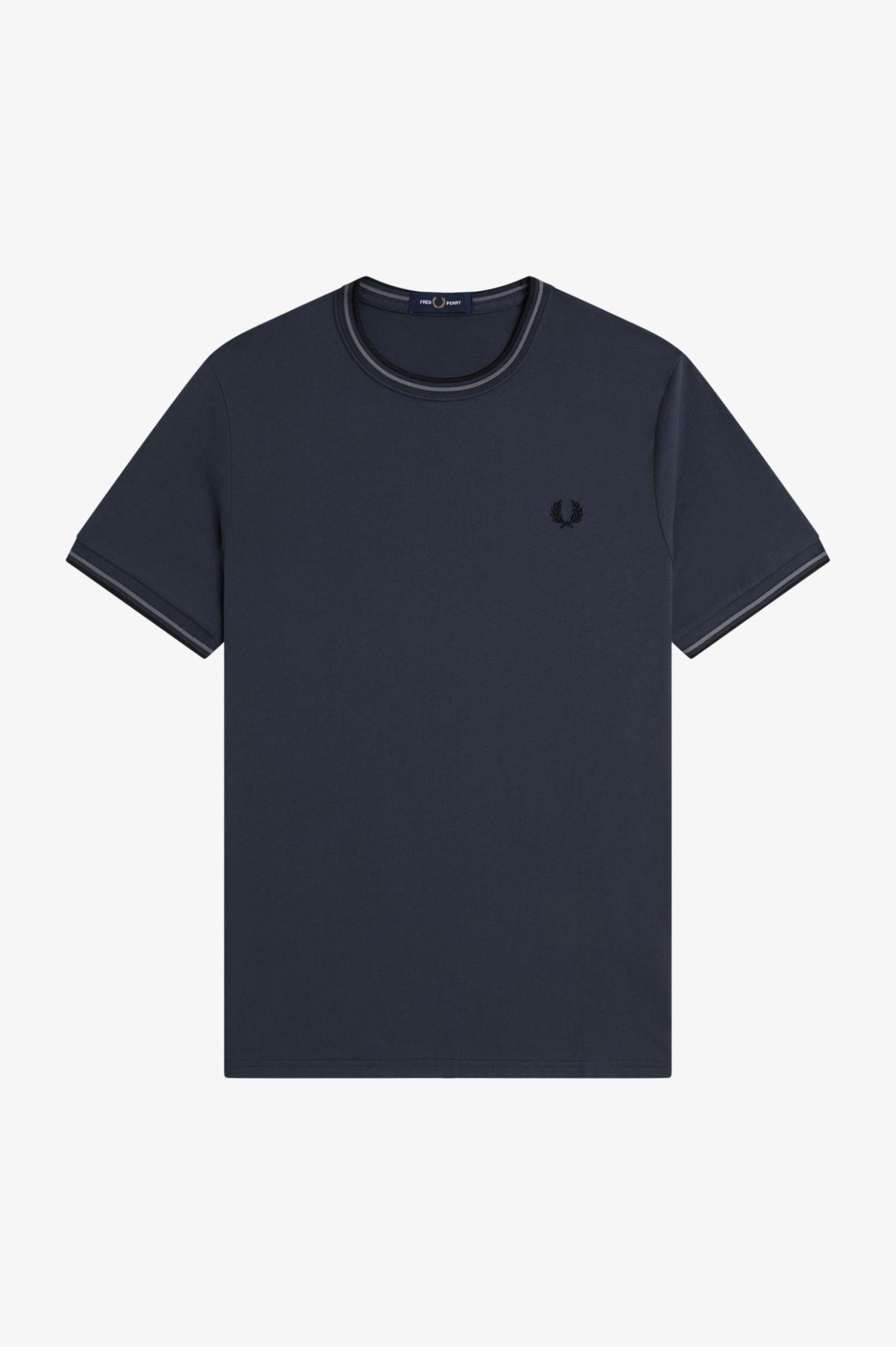 T-shirt con doppia riga M1588V57 01B FRED PERRY 