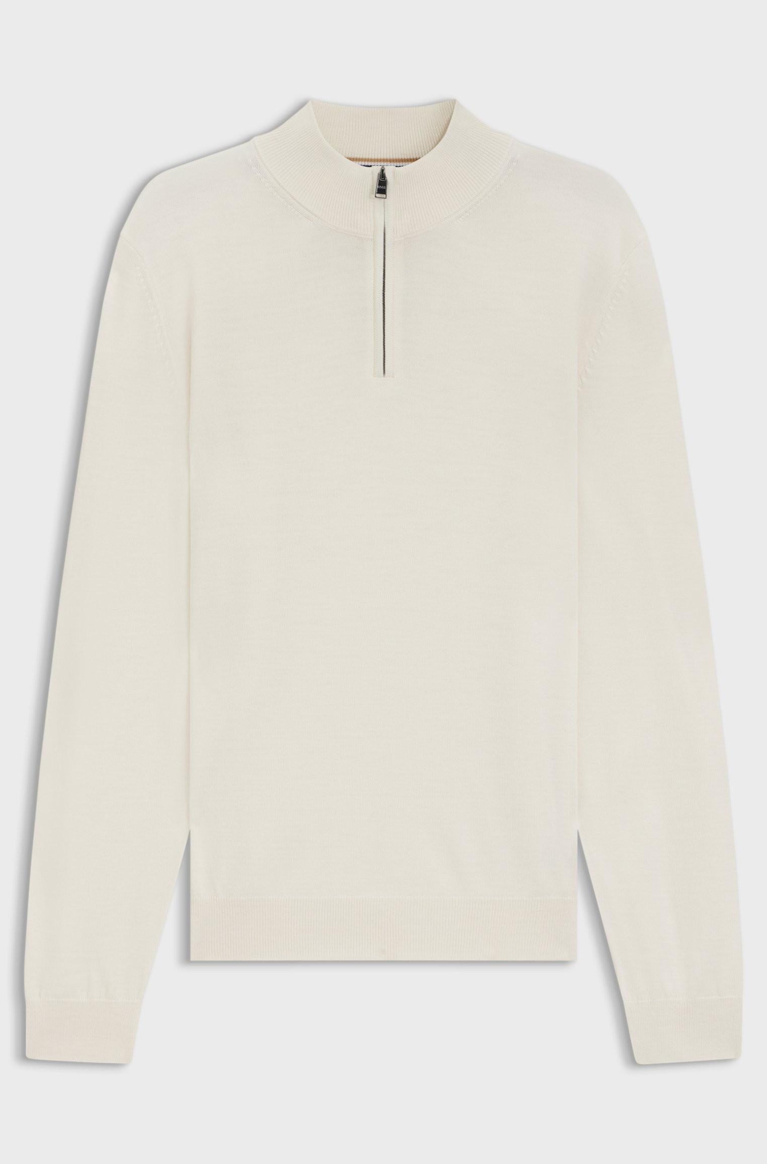 Maglione con colletto con zip in lana vergine 50528300 131 BOSS 