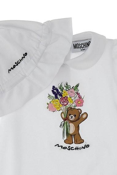 Set pagliaccetto e berretto MDY01BLFA06 10101 MOSCHINO BABY 