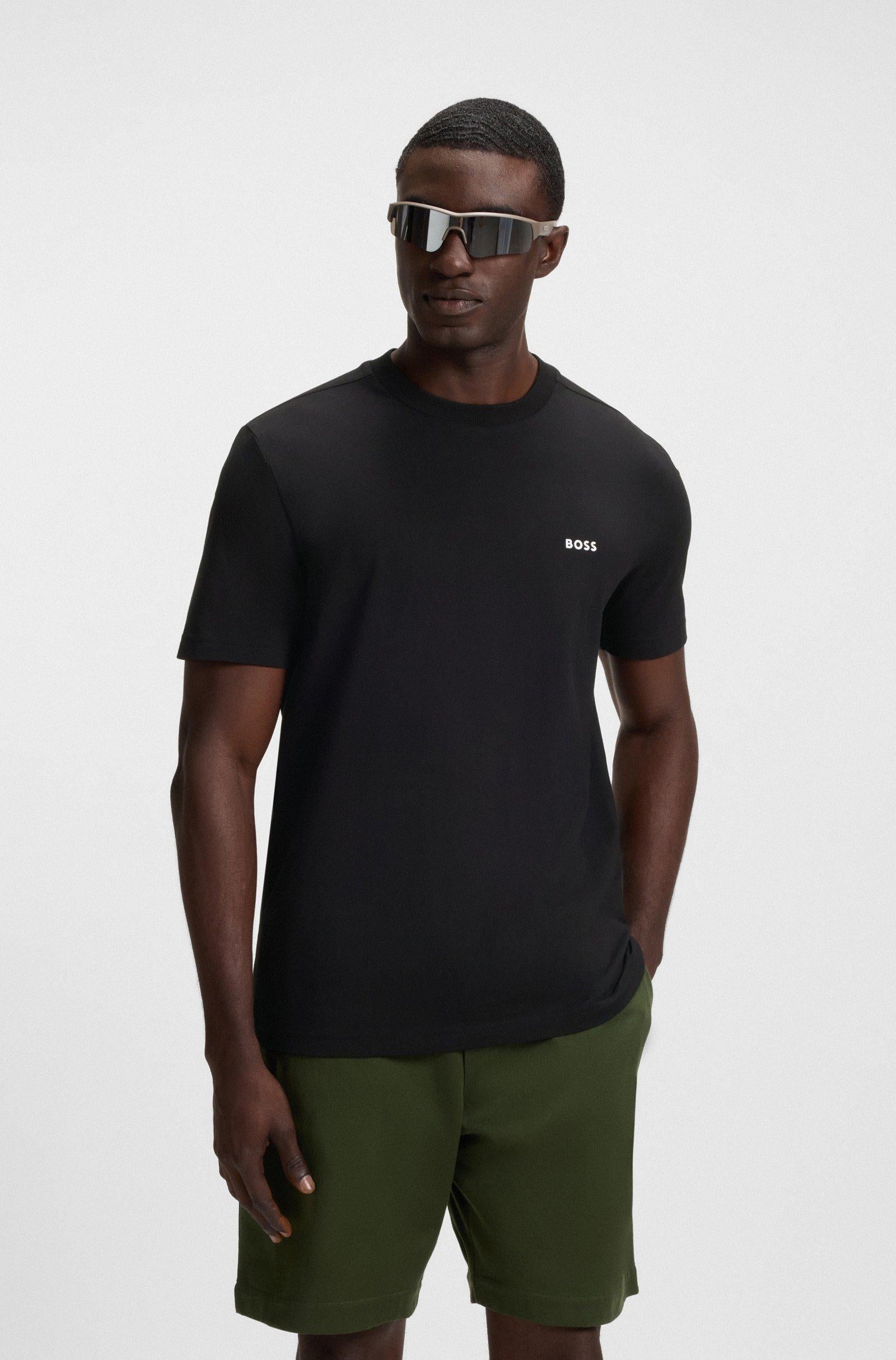 T-shirt in cotone elasticizzato con logo 50506373 001 BOSS 