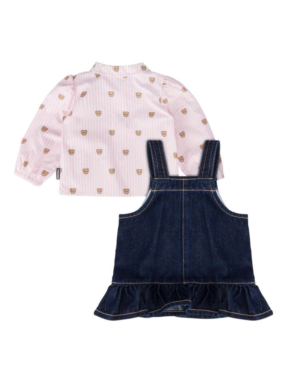 Set t-shirt e abito per neonata con stampa orso MDK036L0E34 40109 MOSCHINO BABY 