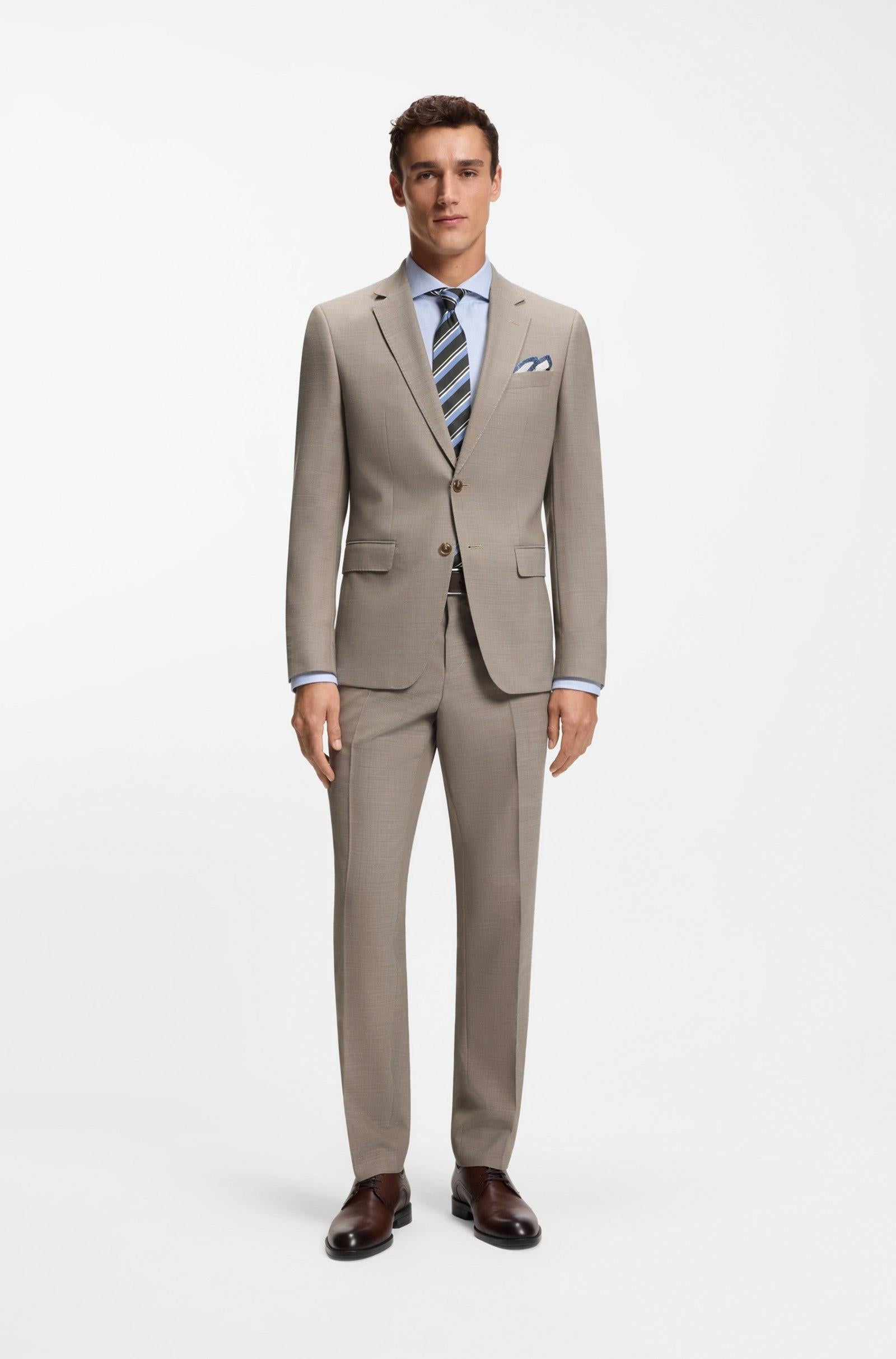 Abito due pezzi slim fit in tessuto elasticizzato con micromotivo 50557252 252 BOSS 