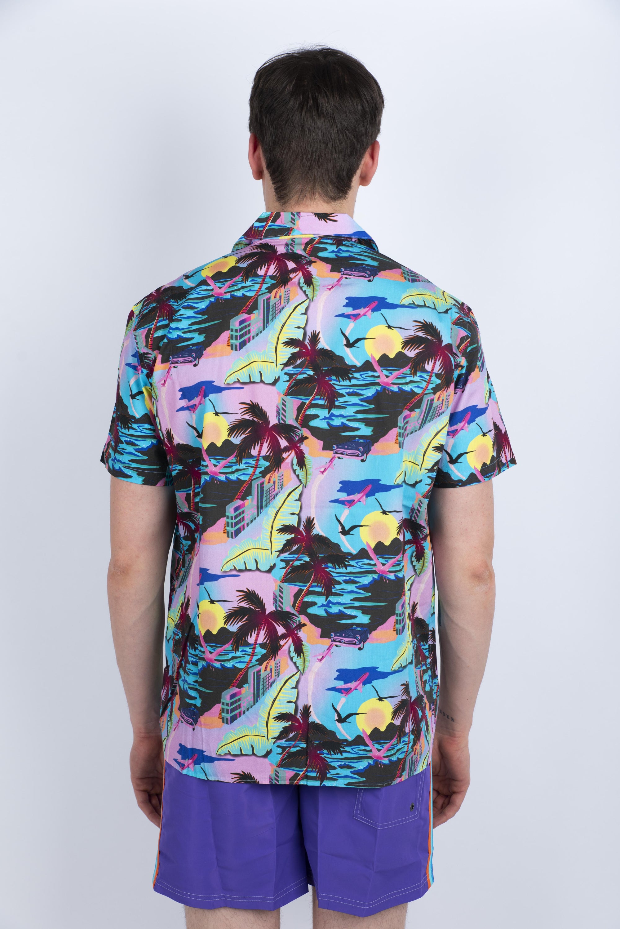 Camicia modello Bowling con stampa viola M817SHPI800 571HJ SUNDEK 