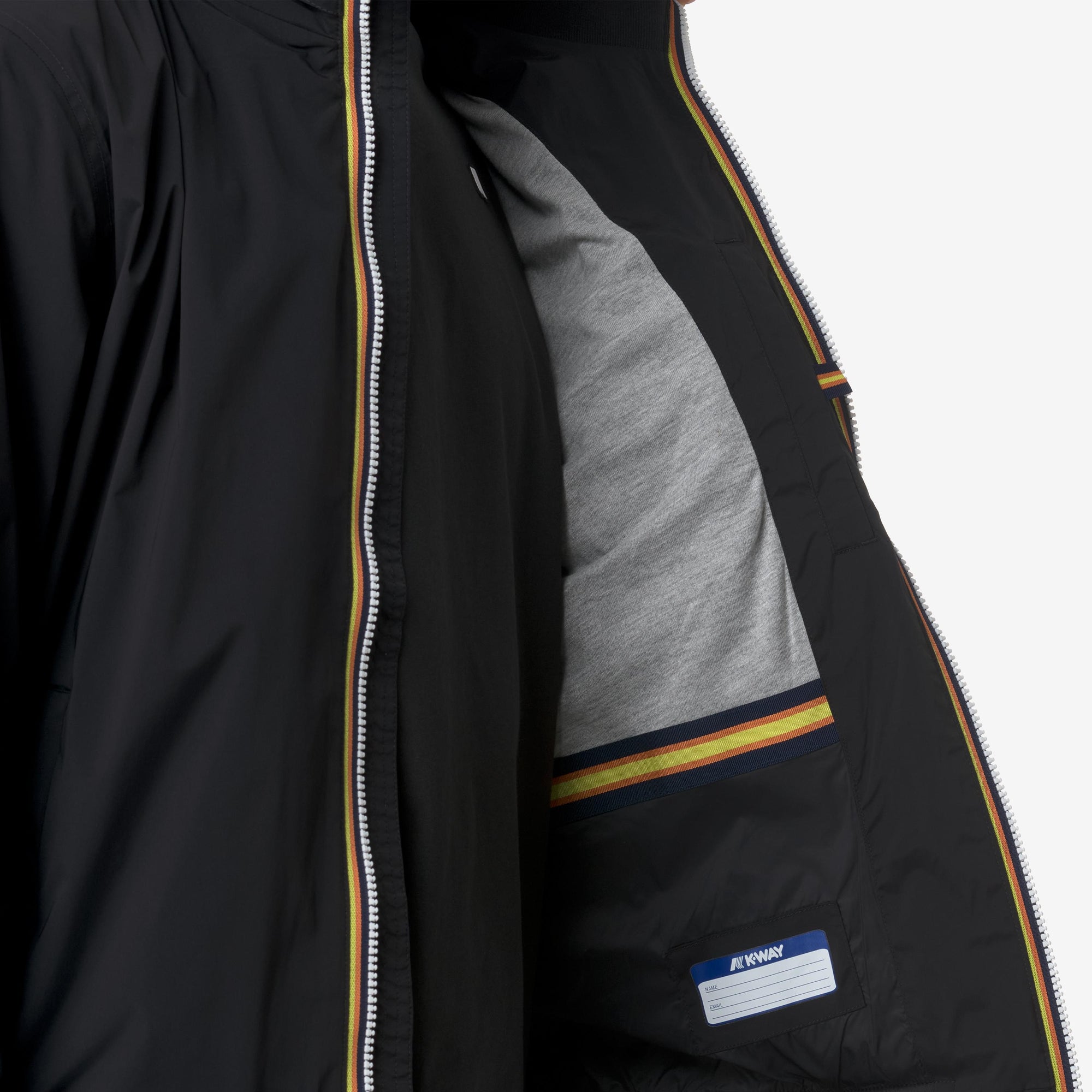 Giacca corta da uomo resistente alle intemperie nero con nylon elasticizzato K3123VW USY K-WAY 