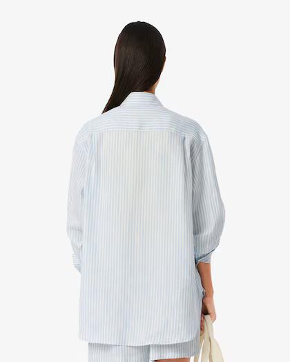 Camicia oversize in lino a righe CF0054 E7B LACOSTE 
